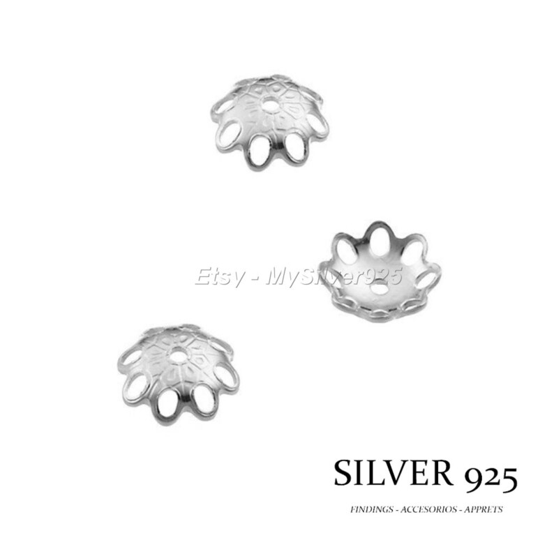 6mm 2, 10 ou 50 Coupelles Fleurs Coupelles en Argent 925 image 1