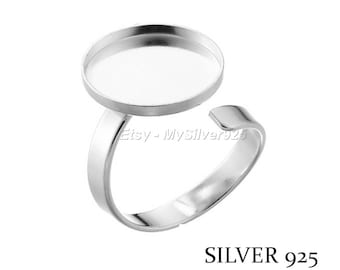 15mm - Decreasing Price - 925 Silver Cabochon Ring