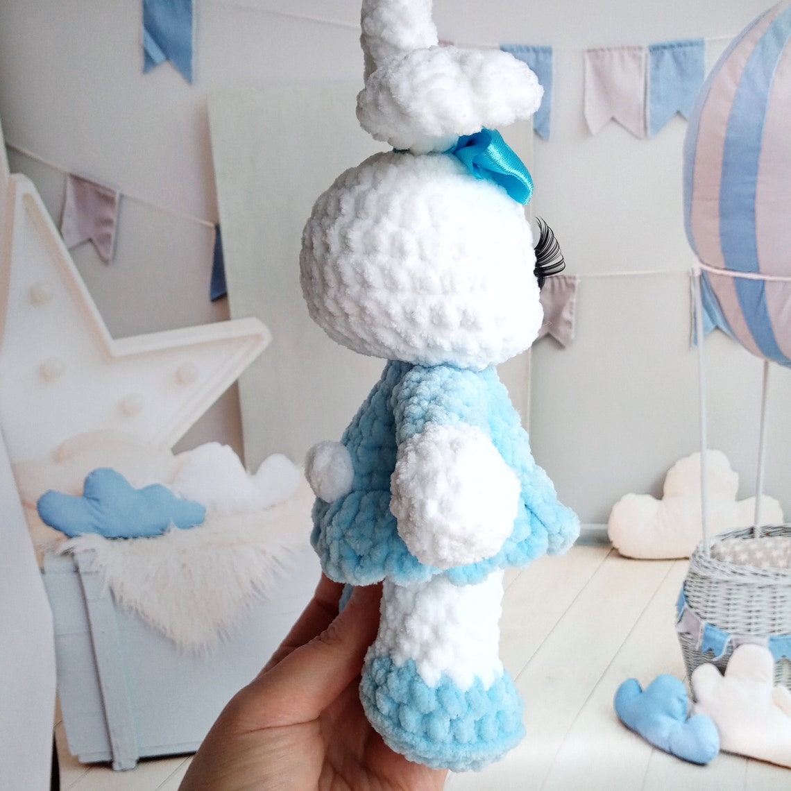 Rosa und blaues Hasentier Plüschtier Häkelhase Spielzeug | Etsy