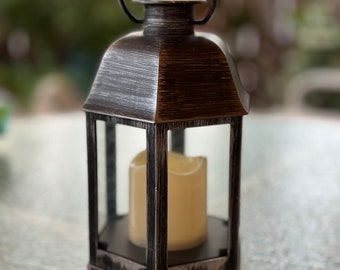 Black and Silver LED Candle Lantern