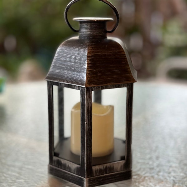 Black and Silver LED Candle Lantern