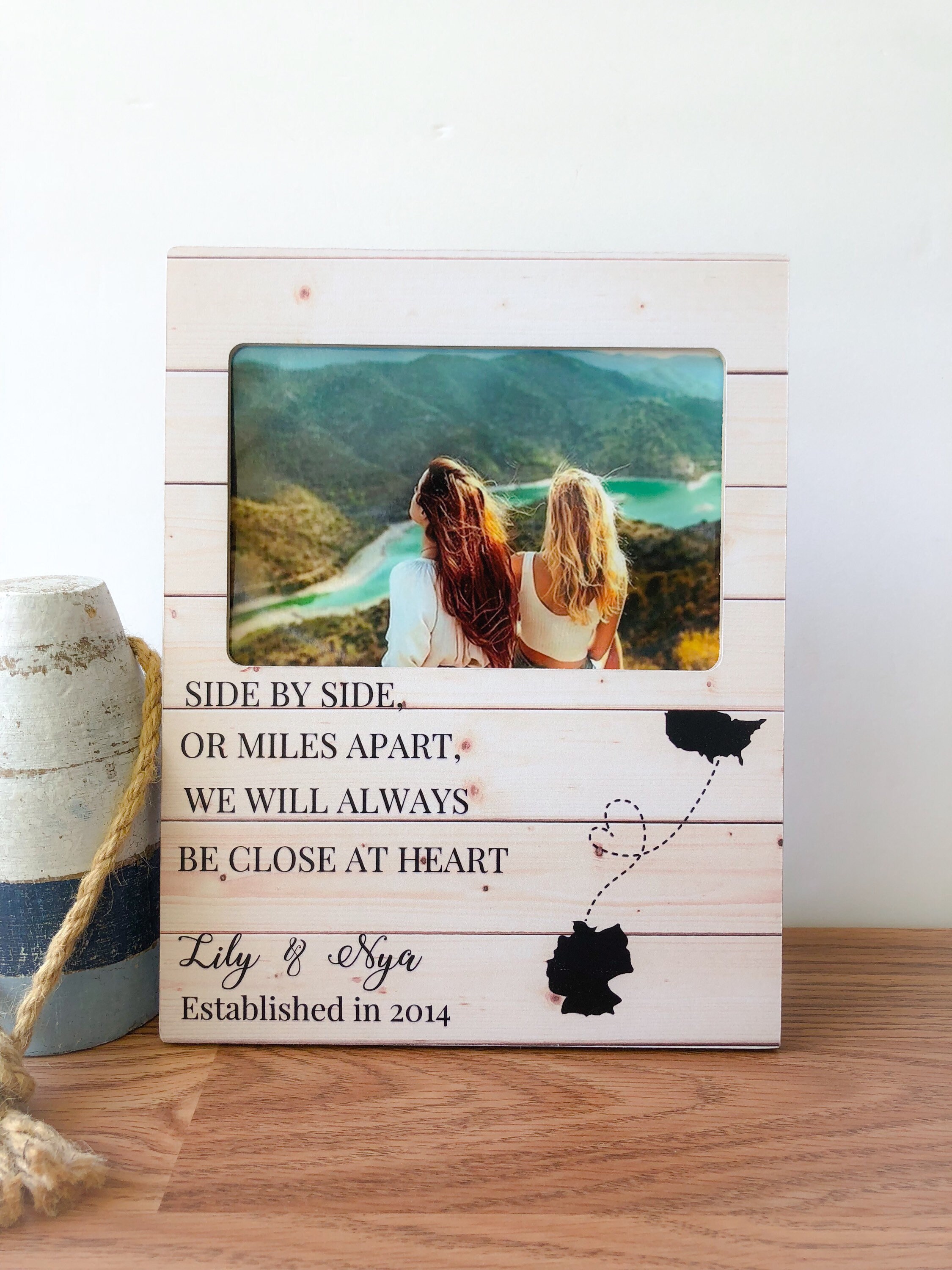 Personalized Long Distance Friendship Frame Maps Gift Frame Etsy