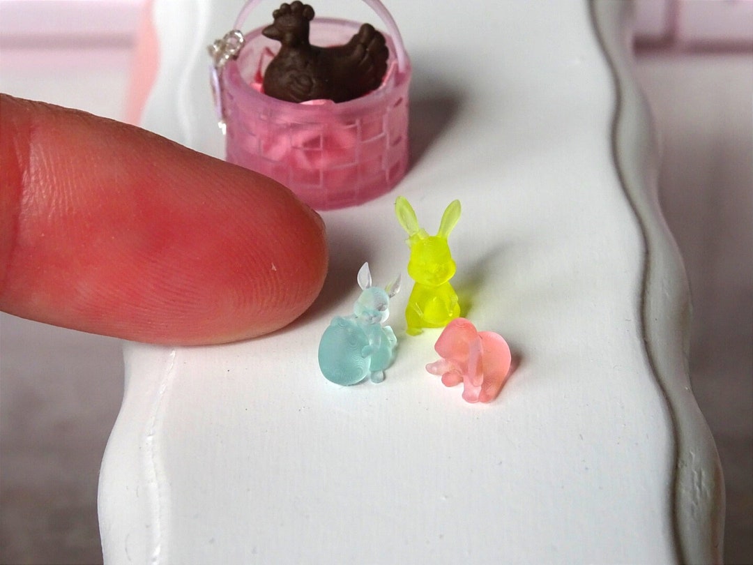Miniature Set of 3 Tiny Bunny, Miniature Bunnies 1:12 Scale, Miniature ...
