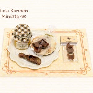 1:12 Dollhouse miniature caramel easter set with handmade ceramics on a tray, 12th scale, OOAK, dollhouse miniature.