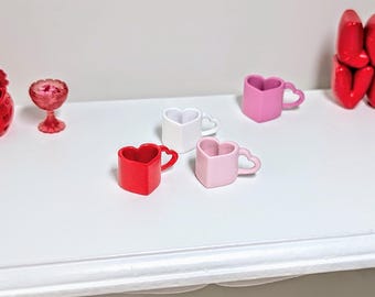 1:12 Miniature heart mug, dollhouse miniature mug, dollhouse mug, miniature valentine mug, mini mug, one inch scale.