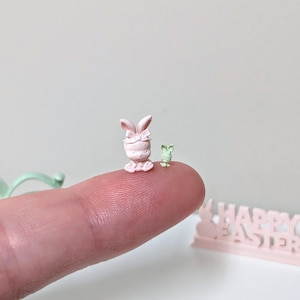 Miniatur-Set mit 2 Osterhasen, Miniatur-Hasen, Miniatur-Osterhase, Puppenhaus-Miniatur-Hase, Puppenhaus-Miniatur, Maßstab 1:12