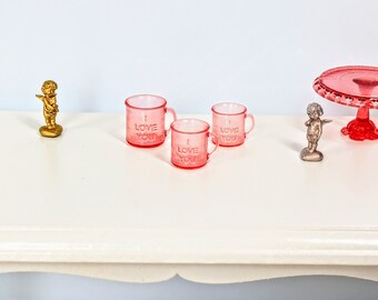 Tazza in miniatura I Love You 1:12, tazza in miniatura della casa delle bambole, tazza della casa delle bambole, tazza in miniatura, mini tazza di pan di zenzero, mini tazza, mini tazza, scala 12a