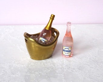 Miniatur-Rosé-Champagner-Set im Maßstab 1:12, Miniatur-Champagner, Puppenhaus-Miniatur, Miniatur-Alkohol, Mini-Champagner, Puppenhaus-Flasche
