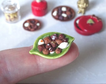 Miniature chocolates on handmade ceramic plate, dollhouse miniature, miniature food, dollhouse food, mini chocolates, 12th scale, OOAK