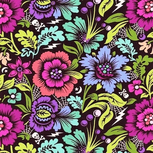OOP Nightshade Deja Vu PWTP206 Spider Blossom in Equinox By Tula Pink cotton fabric