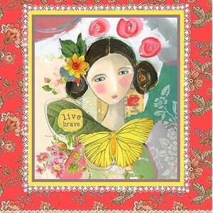 24&quot; x 44&quot; PANEL - A Beautiful Life - Live Brave - Cardinal Red by Kelly Rae Roberts, Cotton Fabric