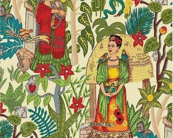 OOP & Hard to find - Frida’s Garden – Ivory by Alexander Henry 100% cotton Fabric
