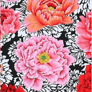 OOP Kaffe Collective - Brocade Peony - Crimson by Philip Jacobs Cotton Fabric