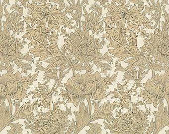 OOP Merton Chrysanthemum Toile - Taupe by The Original Morris & Co, cotton fabric.