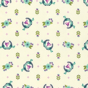 May include: A seamless pattern featuring a repeating design of a laurel wreath with a trophy inside and the text "You're a winner!" in a blue banner. The pattern is on a cream background with small pink flowers, green leaves, and small plus signs.