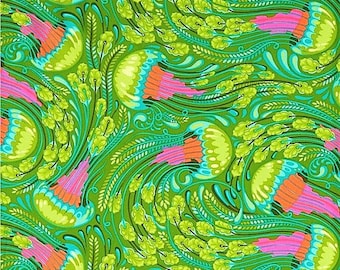 OOP - ZUMA - Sea Bloom in Sea glass By Tula Pink cotton quilting fabric