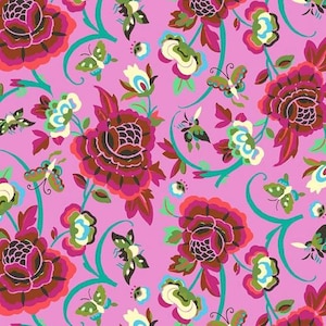 OOP hard to find Natural Beauty Field Folly - Berry by Amy Butler, Cotton Fabric