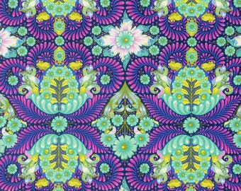 OOP Slow & steady The Tortoise Blue Raspberry by Tula pink, Cotton Fabric