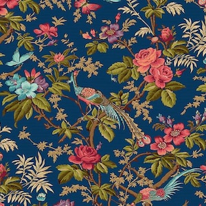 Bucklebury Chintz - Peacock Vintage - Navy By Henry Glass - By HY 100% cotton fabric