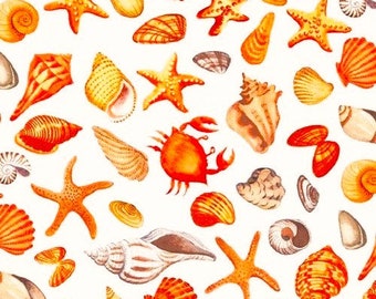 Once Upon A Mermaid - Seashell Collection By Kaufman Fabrics - cotton BHY