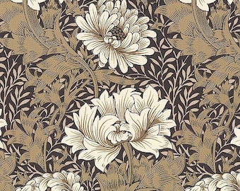 OOP Merton - Crisantemo - Taupe de The Original Morris & Co, tela de algodón.