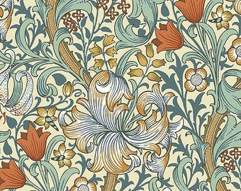 OOP Standen - Golden Lily Autumn de The Original Morris & Co, tela de algodón