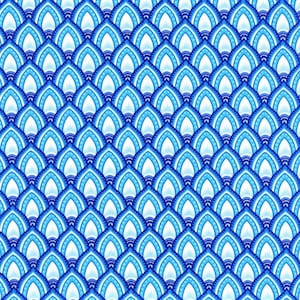 112cm x 28cm OOP Blue Eden - Scallop White by Maria Kalinowski cotton fabric