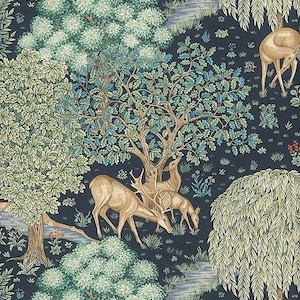 OOP Granada - The Brook - Indigo by The Original Morris & Co, Cotton Fabric