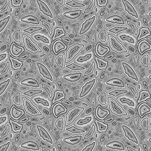 May include: Abstract black and white pattern with a swirling, organic design. The pattern is made up of many overlapping circles and lines.