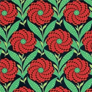 56cm x 53cm OOP Amy Butler Eternal Sunshine PWAB161 Zebra Bloom - INK, cotton fabric.
