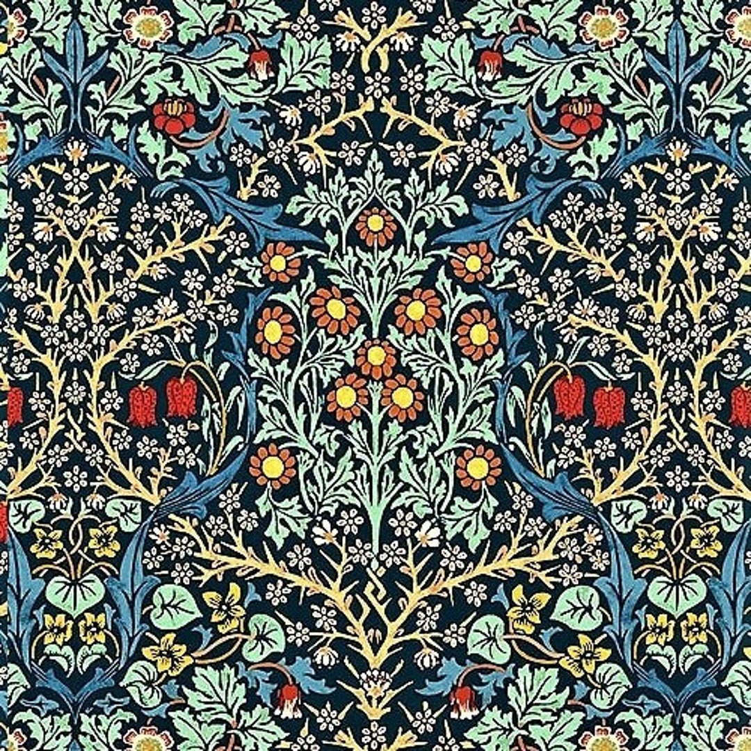 William Morris Indian Fabric Black and Gold sold by the meter