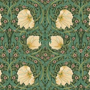 The Original Morris & Co - Cotswold Holiday Collection Pimpernel in Green cotton fabric