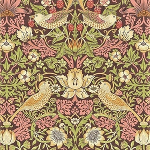 Thameside - Strawberry Thief - Chocolate Brown by The Original Morris & Co, cotton fabric.