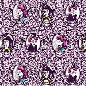 US tariffs PAID ( DHL Service ) - 1/2 Yard Nightshade Deja Vu PWTP210 Mini Coven in Nerium By Tula Pink cotton fabric