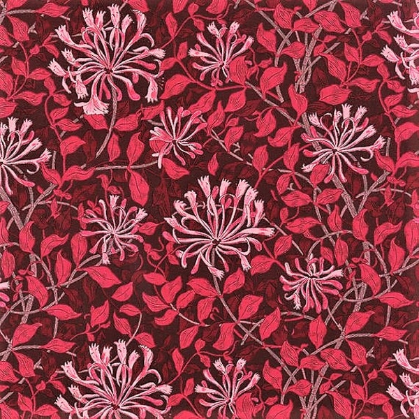 William Morris - Honeysuckle in Bloom Wine by Barbara Brackman, cotton fabric.