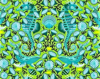 OOP - ZUMA - Sea Stallion in Sea glass By Tula Pink cotton quilting fabric
