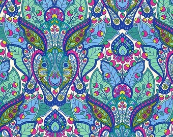 OOP Slow & steady The Hare Blue Raspberry by Tula pink, Cotton Fabric