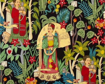 Frida’s Garden – Black by Alexander Henry 100% cotton Fabric