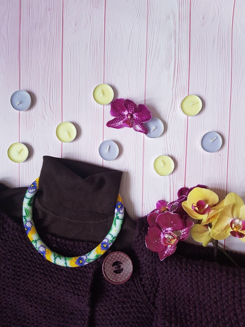 Beads crocheted knitted necklace bracelet beaded Flowers beaded style fashion beauty gold flower style women unisex jewellery luxury men