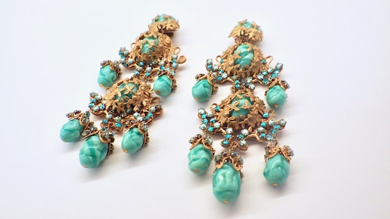 Miriam Haskell Statement Earrings; Signed Haskell