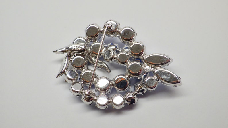 Signed Eisenberg Ice Rhinestone BroochPin; Royal Blue Eisenberg Floral Brooch; Eisenberg Double Wreath Brooch