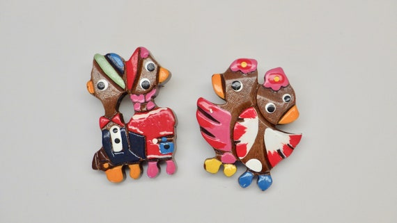 1950's Novelty Pin Brooches; Wooden Animal Pins 19