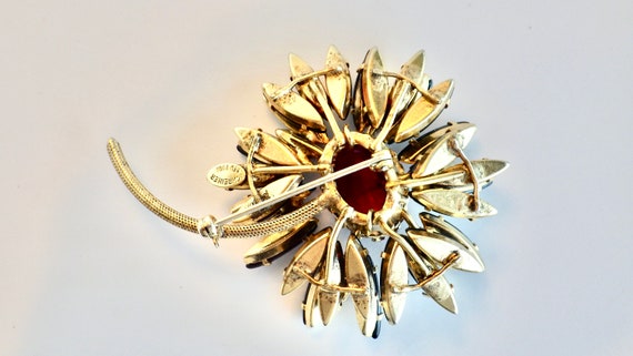 Signed Schreiner Ruffle Flower Pin Brooch; Black … - image 5
