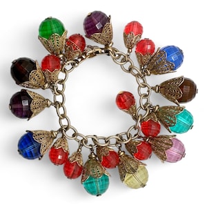 Signed Napier Bracelet: Chunky Faceted Lucite Beads, 1950s Jewelry