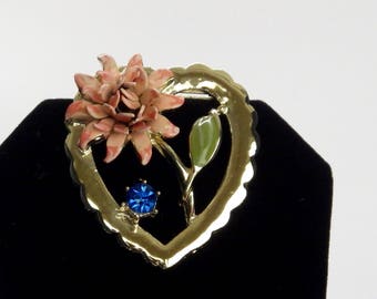 Coro signed vintage heart shaped pin