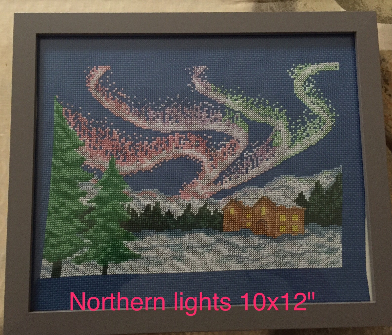 Northern Lights Cross Stitch Framed - Etsy