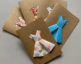 Origami dress on hanger card