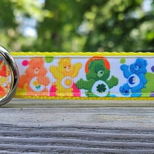 CARE BEARS Inspired 1&quot; Handmade Adjustable Dog Collar, Leash or Wristlet Key Fob