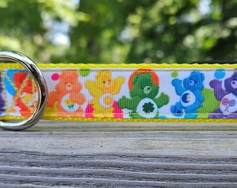 CARE BEARS Inspired 1" Handmade Adjustable Dog Collar, Leash or Wristlet Key Fob