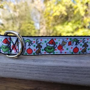Collar para perro ajustable de 1" hecho a mano con personajes navideños